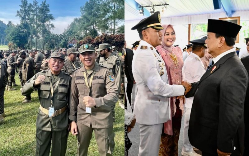 Kolase – Bupati Tanah Laut, H Rahmat Trianto bersama Gubernur Kalimantan Selatan, H Muhidin. Bupati Rahmat dan istri bersama Presiden Prabowo Subianto usai dilantik. Foto: dok. Pribadi Bupati Rahmat
