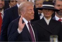 Tangkapan layar - Presiden Ke-47 Amerika Serikat, Donald Trump, saat mengambil sumpah pelantikannya di Capitol Rotunda, Washington DC pada Selasa dini hari. (ANTARA/youtube@foxnews