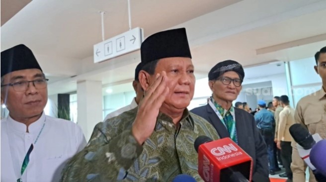 Presiden Prabowo Subianto usai menghadiri Harlah NU ke-102 di Istora Senayan, Jakarta, Rabu (5/2/2025) malam. (Suara.com/Novian)