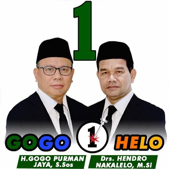 Calon Bupati dan Wakil Bupati Nomor Urut 1 H Gogo Purman Jaya-Hendro Nakalelo. Foto: Tim Pemenangan Gogo Helo
