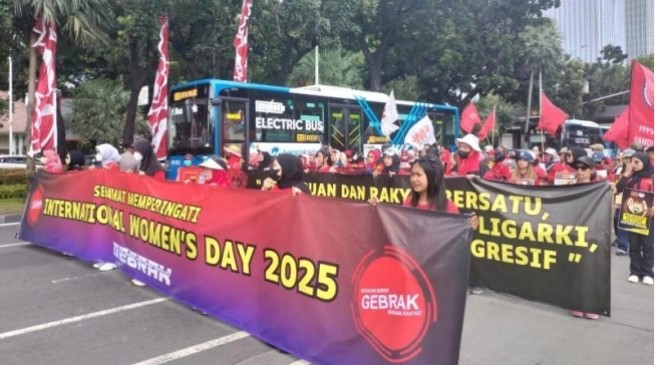 Konfederasi Kongres Aliansi Serikat Buruh Indonesia (KASBI) menggelar aksi memperingati Hari Perempuan Internasional atau International Women's Day (IWD) 2025 di Jakarta. (Ist)