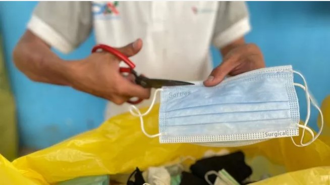 Ilustrasi limbah medis masker. (ist)