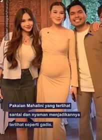 Mahalini (kiri) tampak tampil bak gadis belia usai melahirkan. Foto:Tangkapan Layar