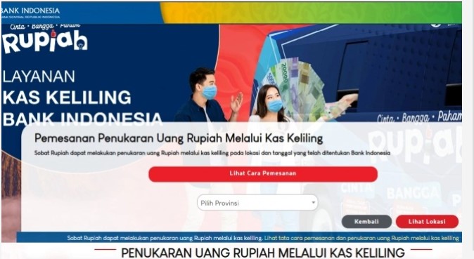cara cek jadwal penukaran uang baru 2025 (situs Pintar BI)