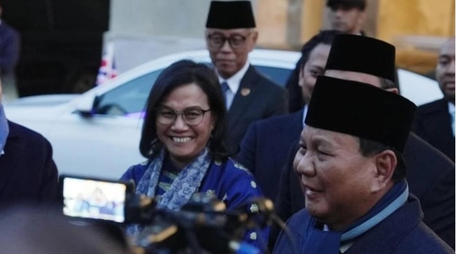 Menkeu Sri Mulyani bersama para menteri dan Presiden Prabowo di Inggris. (Instagram)