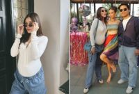 Potret Aaliyah Massaid masih memakai celana atau rok saat hamil besar. [Instagram/@aaliyah.massaid]