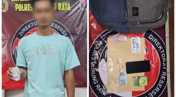 Tersangka B (28) dan barang bukti. Foto: Satresnarkoba Polres Mura
