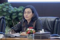 Menteri Keuangan Sri Mulyani saat konferensi pers di Gedung Kementerian Keuangan di Jakarta, Kamis (18/7/2024). [Suara.com/Alfian Winanto]