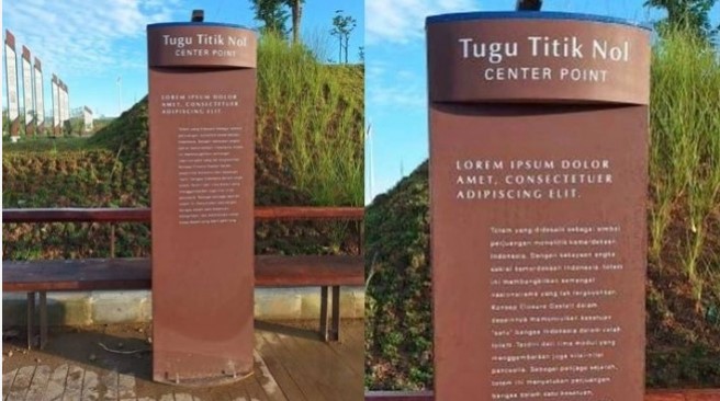 Tulisan 'Lorem Ipsum' di Tugu Titik Nol IKN [X/@/jeJAKAki]
