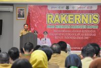 Bupati Kapuas HM Wiyatno saat membuka secara resmi Rapat Kerja Teknis (Rakernis) Bidang Kesehatan Tahun 2025 yang diselenggarakan Dinas Kesehatan Kabupaten Kapuas, Senin (28/5/2025) di Aula Hotel Fovere Kapuas.