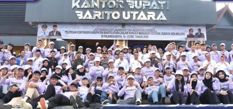 Pj Bupati Barito Utara (Barut), Kalteng, Muhlis resmi melepas kontingen Barut dalam rangka mengikuti Festival Budaya Isen Mulang (FBIM) 2025 di Kota Palangka Raya. Foto: Diskominfosandi Barut