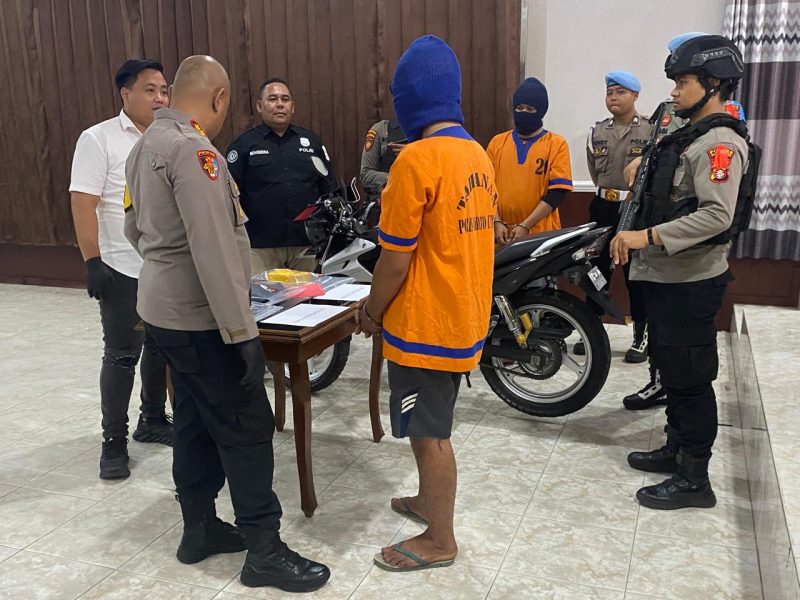 POlres Barut saat gelar pres rilis pengungkapan tindak kriminal premanisme, Rabu (14/5/2025). Foto humas Polres Barut