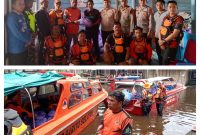 Seketaris BPBD Barsel, Aloysius Sado saat menyerahkan bantuan banjir berupa paket sembako kepada Kades Batilap, Budiannor secara simbolis, Jumat (2/5/2025). Foto. Alifansyah/1tulah.com