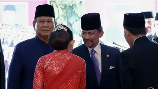 Prabowo Subianto dan Sultan Brunei Darussalam Hassanal Bolkiah saat di Gedung MPR. [Tangkapan layar]