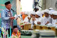 Sebanyak ratusan siswa kelas enam dari Madrasah Ibtidaiyah Negeri (MIN) 2 dan MIN 3 Tanah Laut (Tala) sukses menyelenggarakan khataman Alquran massal di Masjid Agung Syuhada, Pelaihari, Kamis, 12 Juni 2025. Foto: MC Tala