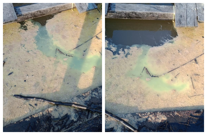 cairan kondensat di Sungfai Lahei yang sempat di rekam warga. Foto. Hairil/1tulah.com