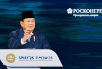 Presiden Prabowo Subianto berpidato pada acara Forum Ekonomi Internasional St. Petersburg (SPIEF) 2025 di Rusia. [Foto: Biro Pers Sekretariat Presiden]
