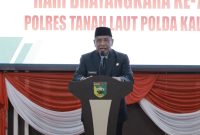 Wakil Bupati (Wabup) Tanah Laut (Tala) H Muhammad Zazuli menyampaikan apresiasi setinggi-tingginya kepada jajaran Polres Tala atas dedikasi dan pengabdian mereka dalam menjaga keamanan dan ketertiban di wilayah setempat. Foto: MC Tala