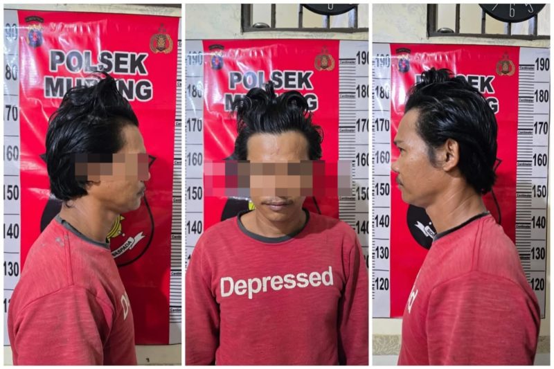 Polsek Murung jajaran Polres Murung Raya (Mura), Kalteng, mengamankan H (34) terduga kuat pelaku pencabulan terhadap anak di Puruk Cahu. Foto: Polsek Murung