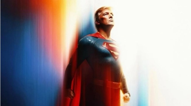 Meme Presiden Amerika Donald Trump Pakai Jubah Superman. [Instagram @whitehouse]