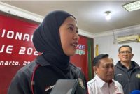 Kapten tim nasional voli putri Indonesia Megawati Hangestri dalam acara pelepasan tim nasional putri Indonesia menuju SEA V League 2025 di Padepokan Bola Voli Jenderal Kunarto, Sentul, Bogor, Selasa (29/07/2025). (ANTARA/FAJAR SATRIYO)