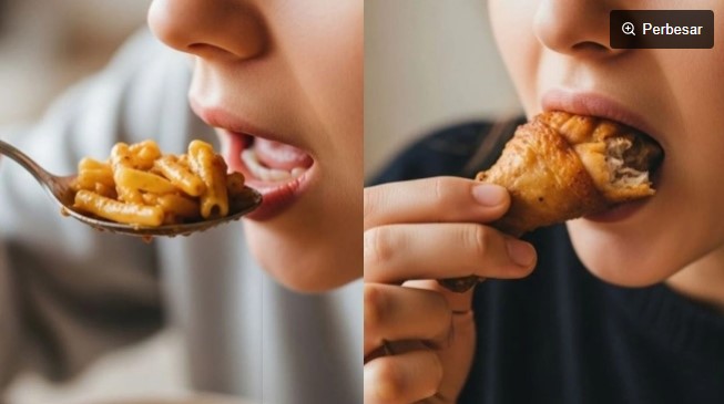 Ilustrasi Makan Pakai Sendok vs Tangan, Mana Lebih Sehat? (Google AI Studio)