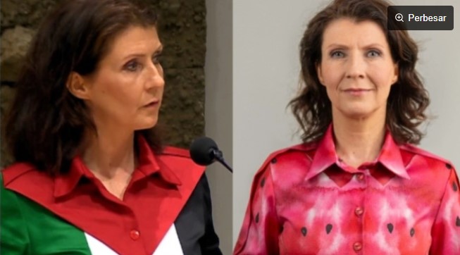 Anggota parlemen Belanda Esther Ouwehand diusir dari rapat karena gunakan baju bendera Palestina (Instagram/estherouwehandpvdd)