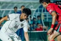 Striker Timnas Indonesia U-23, Hokky Caraka, dalam laga melawan Korea Selatan. (Dok. PSSI)