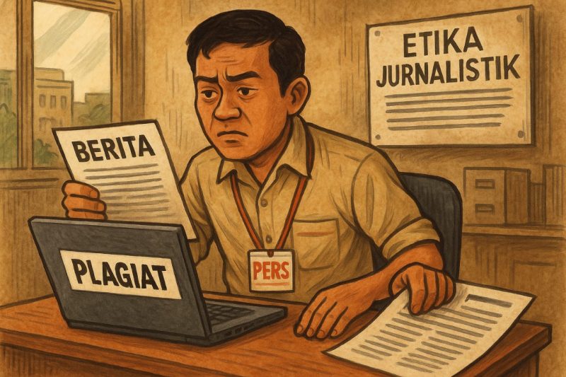 Ilustrasi aksi plagiat karya jurnalistik. Foto: beritatangerang.co.id