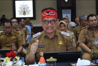 Bupati Barito Utara (Barut), Kalteng, H Shalahuddin saat mengikuti rapat koordinasi pendapatan asli daerah pada bidang pertambangan, Selasa, 21 Oktober 2025. Foto: Istimew