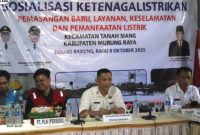 Sosialisasi Ketenagalistrikan, Pemasangan Baru, Layanan, Keselamatan, dan Pemanfaatan Listrik yang berlangsung di Kantor Desa Dirung Bakung, Kecamatan Tanah Siang, Rabu (8/10/2025)
