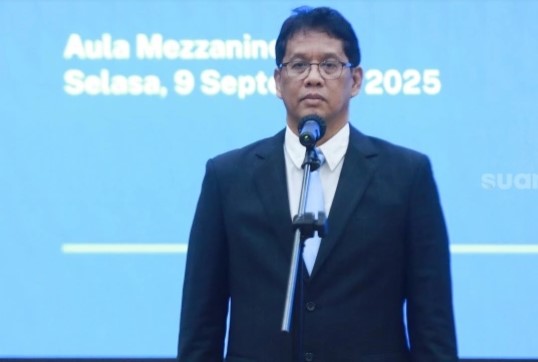 Menteri Keuangan Purbaya Yudhi Sadewa saat serah terima jabatan di Kementerian Keuangan, Jakarta, Selasa (9/9/2025). [Suara.com/Alfian Winanto]