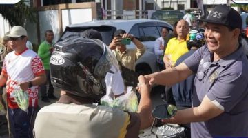 Bupati Barito Utara (Barut), Kalteng, H Shalahuddin, menghadiri senam pagi dan mancing bersama dalam rangka memperingati Hari Ikan Nasional Ke-12 dan Hari Pangan Sedunia Ke-45. Foto: Diskominfosandi Barut