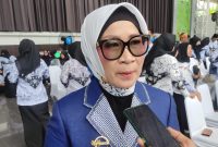 Ketua Komisi I DPRD Barito Utara, Kalteng, Hj Netty Herwati saat menghadiri syukuran HUT Ke-80 Persatuan Guru Republik Indonesia (PGRI) di Arena Tiara Batara, Rabu, 10 Desember 2025. Foto: Istimewa