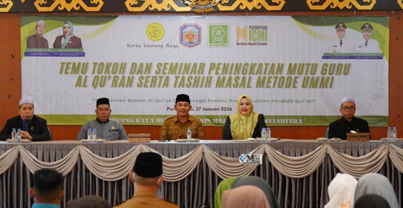 Rahmanto Muhidin menghadiri kegiatan Temu Tokoh dan Seminar Peningkatan Mutu Guru Al-Qur’an serta Tashih Massal Metode Ummi yang digelar di Aula Cahai Ondui Tingang, Selasa (27/1/2026). (Foto : Diskominfo SP)