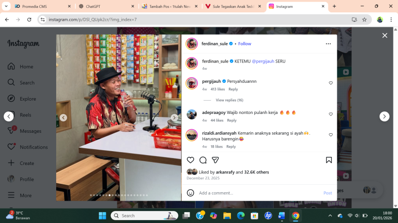 Sule Klarifikasi soal Permohonan Ahli Waris Teddy Pardiyana, Instagram @ferdinan_sule