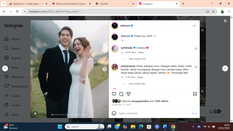 Ahmad Dhani Singgung Efisiensi Jelang Pernikahan El Rumi dan Syifa Hadju. Instagram @elrumi