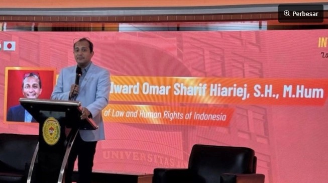 Wakil Menteri Hukum (Wamenkum) Edward Omar Sharif Hiariej, mengatakan secara komprehensif kemajuan ilmu pengetahuan dan teknologi itu tidak bisa dihindari. Foto Ist. 