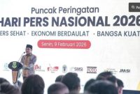 Menteri Koordinator Pemberdayaan Masyarakat (PM) A. Muhaimin Iskandar hadir mewakili Presiden Prabowo Subianto dalam peringatan HPN 2026 di Serang, Banten, Senin (9/2/2026). [Suara.com/Lilis