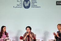 Presiden ke-5 RI sekaligus Ketua Umum PDI Perjuangan, Megawati Soekarnoputri, dalam forum internasional Majelis Persaudaraan Manusia Zayed Award 2026 di Abu Dhabi, UEA, Selasa (3/2/2026). [Foto: Tim media Megawati] 