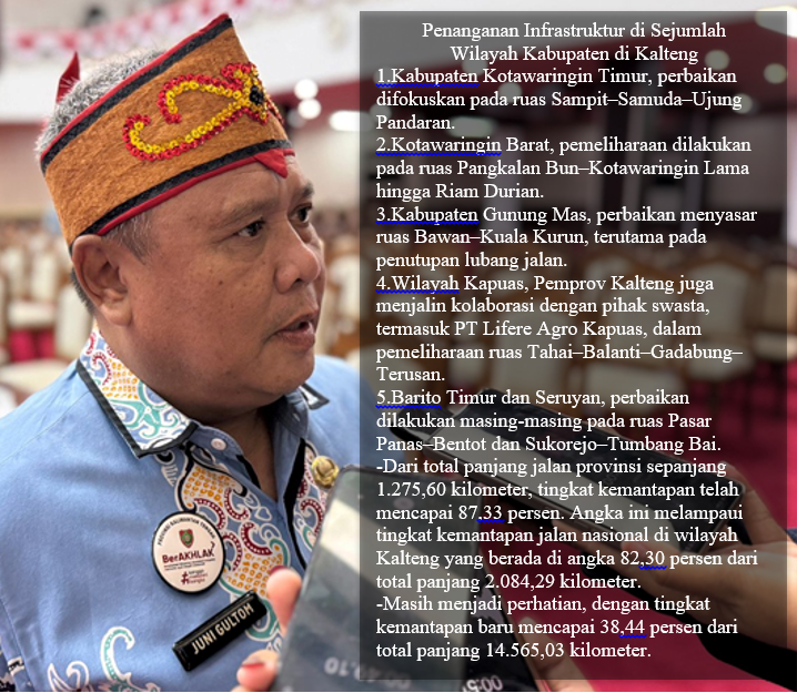 Kepala Dinas PUPR Provinsi Kalimantan Tengah Juni Gultom meningkatkan konektivitas antarwilayah dan keselamatan pengguna jalan di Kalimantan Tengah. (25/3/26)