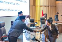 Foto Sidang Paripurna dengan agenda penyampaian pendapat akhir yang digelar di ruang rapat DPRD
