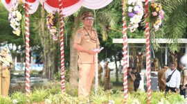 Gubernur Kalimantan Tengah Agustiar Sabran memimpin apel besar dan halalbihalal bersama 4.497 ASN di lingkungan Pemerintah Provinsi Kalimantan Tengah di halaman Kantor Gubernur Kalteng, Palangka Raya, Selasa (31/3/26).