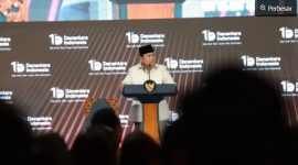 Prabowo dalam acara syukuran satu tahun berdirinya Danantara, Rabu (11/3/2026). (Dok. Bakom RI) 