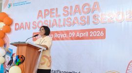 Kepala BPS Kalimantan Tengah Agnes Widiastuti memimpin Apel Siaga dan Sosialisasi Sensus Ekonomi 2026 di halaman Kantor BPS Provinsi Kalimantan Tengah, Palangka Raya, sebagai langkah meningkatkan kesiapan pendataan ekonomi di daerah, (9/4/26).
