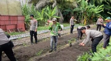 Peserta Dikbangspes Polri mengikuti pelatihan budidaya hortikultura di UPT BPPBTPH Palangka Raya dalam rangka mendukung ketahanan pangan. (16/4/26)