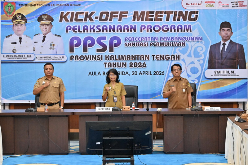 Pemerintah Provinsi Kalimantan Tengah resmi memulai Program PPSP Tahun 2026 melalui Kick Off Meeting di Aula Bapperida sebagai langkah strategis meningkatkan layanan sanitasi dan kualitas hidup masyarakat. (20/4/26)