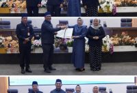 Bupati Barito Utara Shalahuddin menghadiri rapat paripurna DPRD dalam rangka penyampaian pemandangan umum fraksi DPRD terhadap lima raperda di Muara Teweh, Senin, 2 Maret 2026.(foto/dok Diskominfosandi Barito Utara)