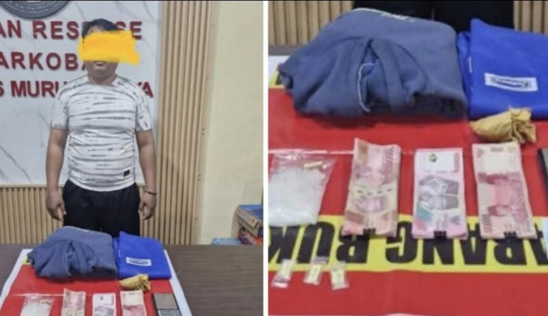 Pelaku dan barang bukti yang diamankan Satresnarkoba Polres Mura. (Foto :ist)