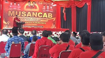 PDI Perjuangan Murung Raya menggelar Musancab Tahun 2026 di Gedung Pertemuan Umum (GPU) Murung Raya, Kamis (23/4/2026). (foto : 1tulah.com)